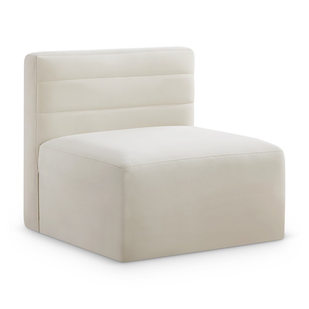 Quincy Cream Velvet Modular Armless Chair. Picture 1