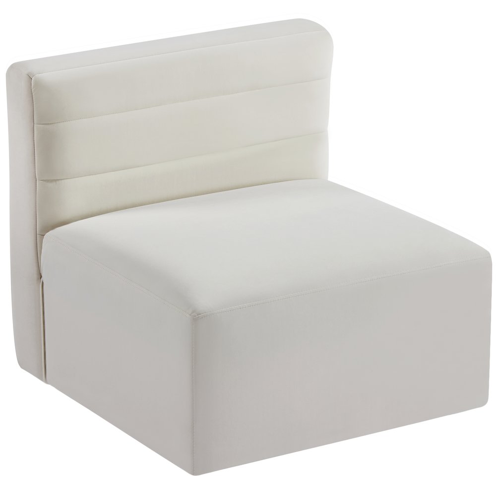 Quincy Cream Velvet Modular Armless Chair. Picture 3