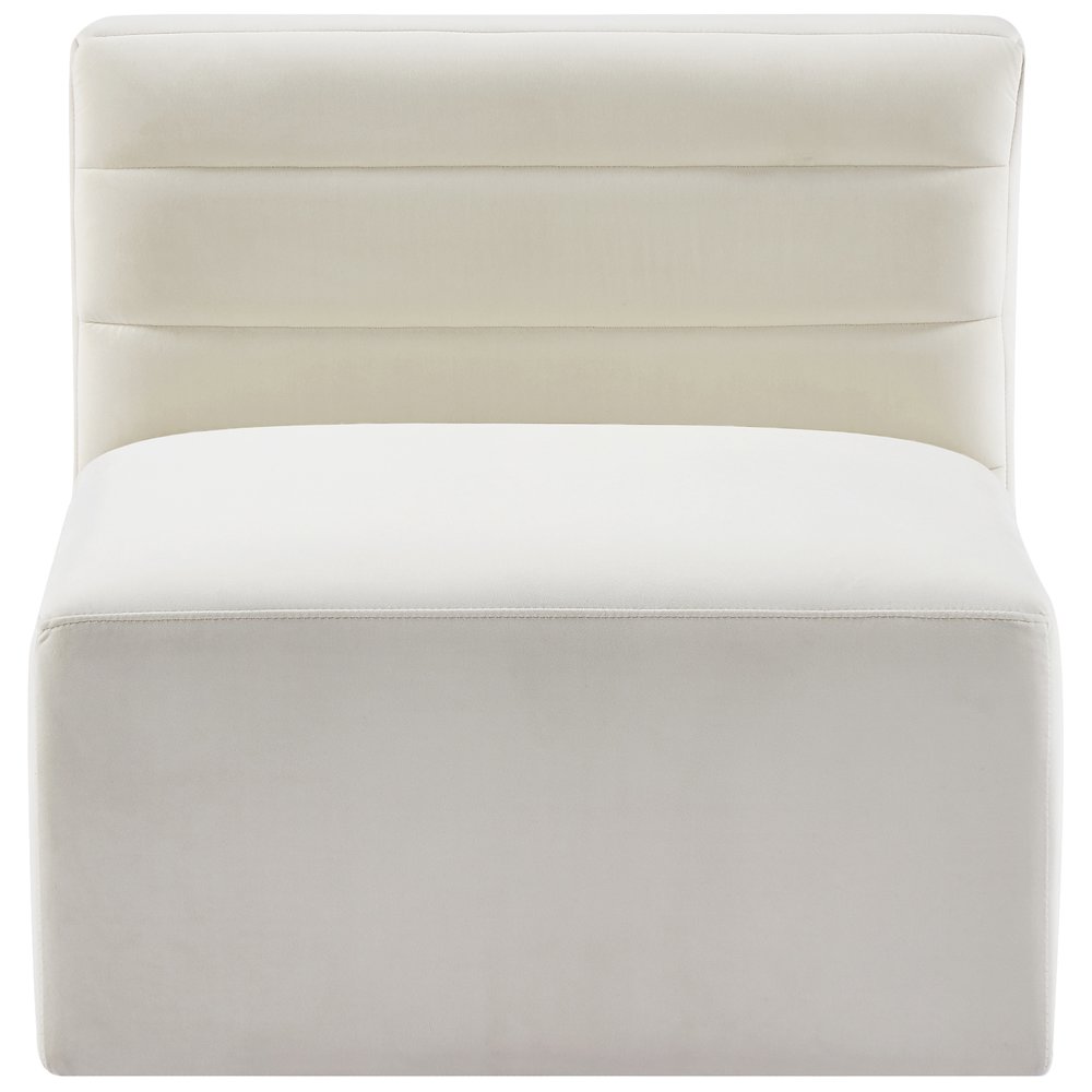 Quincy Cream Velvet Modular Armless Chair. Picture 4