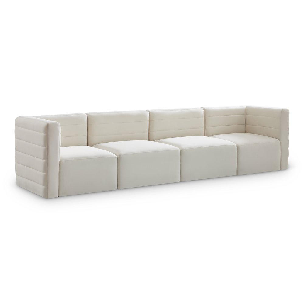Quincy Cream Velvet Modular Sofa. Picture 1