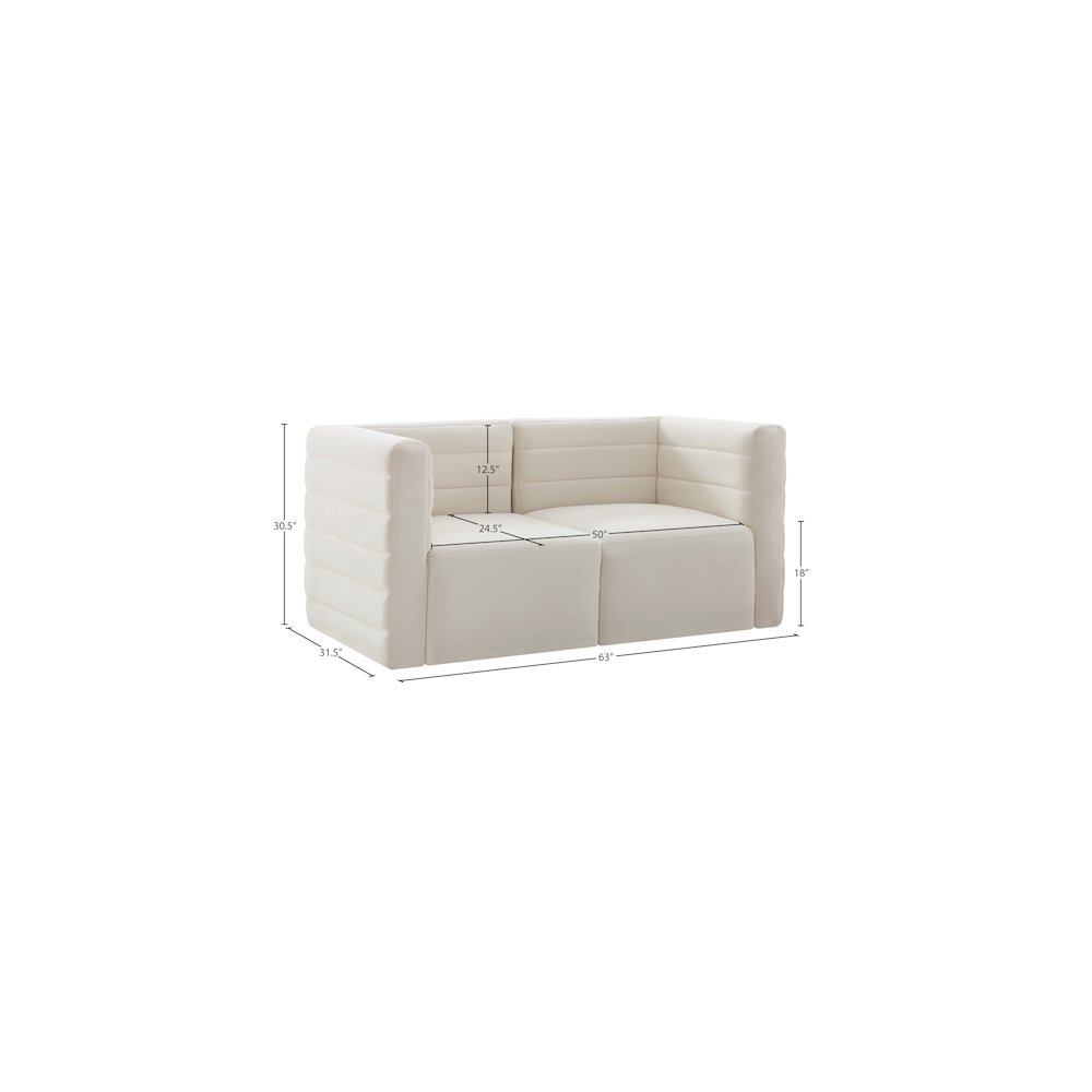 Quincy Cream Velvet Modular Sofa. Picture 13
