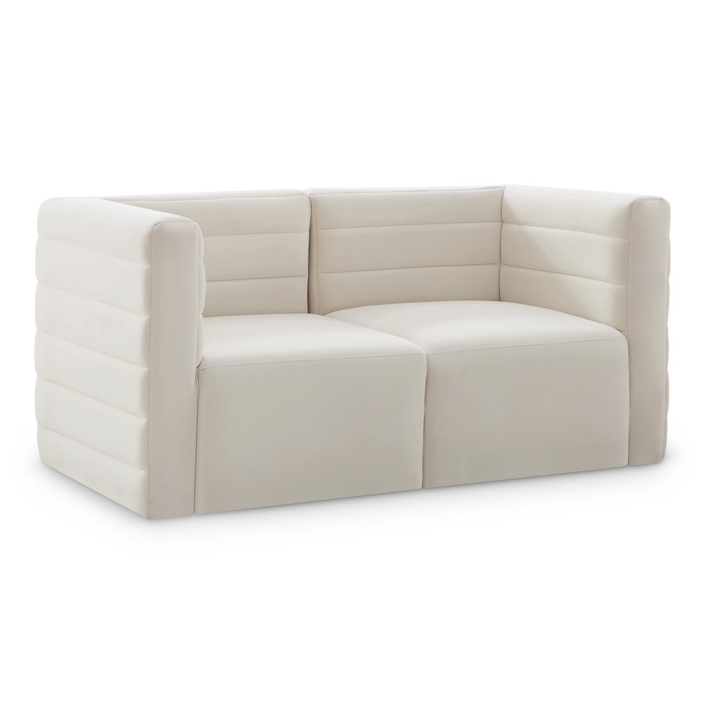 Quincy Cream Velvet Modular Sofa. Picture 1