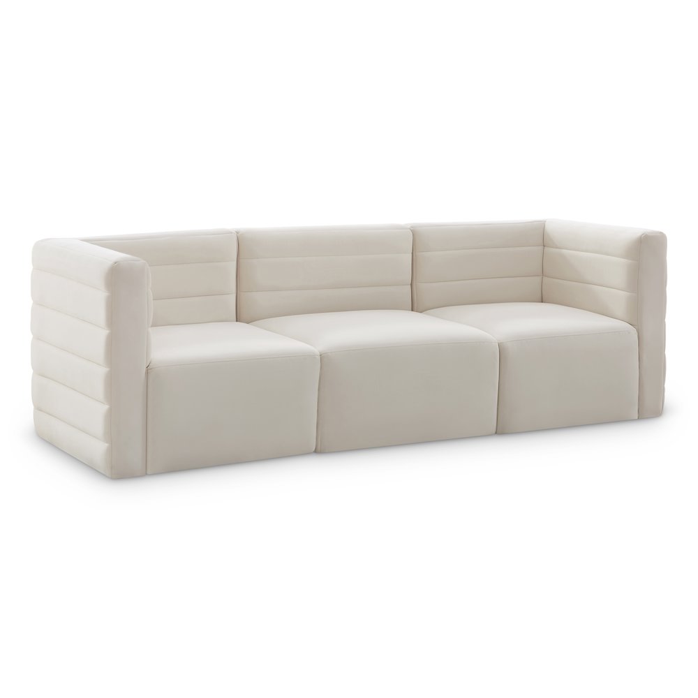 Quincy Cream Velvet Modular Sofa. Picture 1