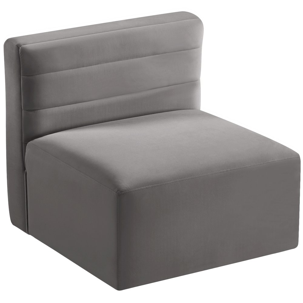 Quincy Grey Velvet Modular Armless Chair. Picture 3