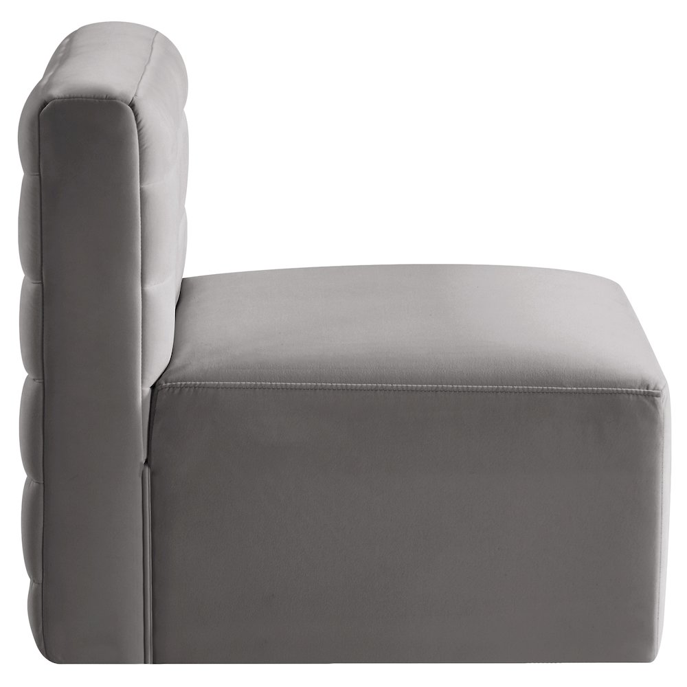 Quincy Grey Velvet Modular Armless Chair. Picture 5
