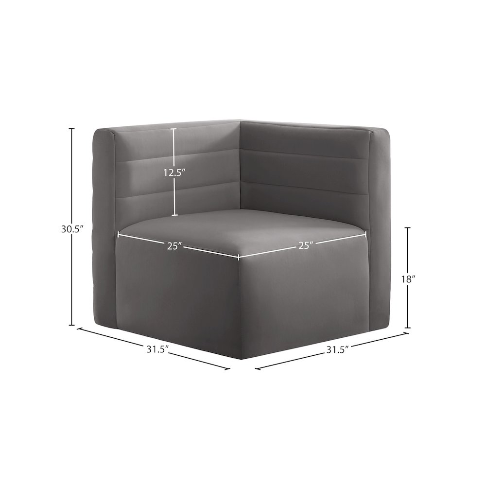 Quincy Grey Velvet Modular Corner Chair. Picture 12