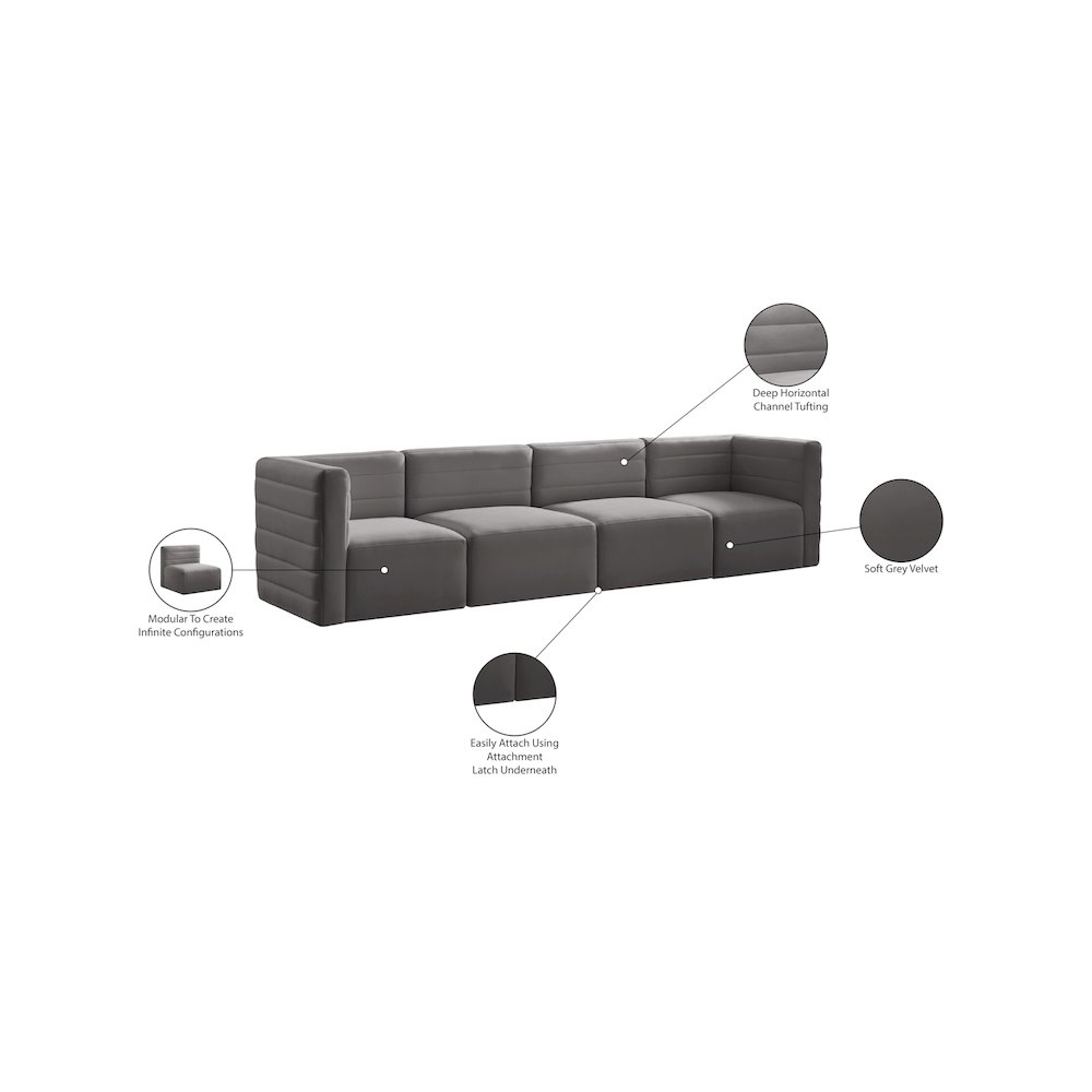 Quincy Grey Velvet Modular Sofa. Picture 14