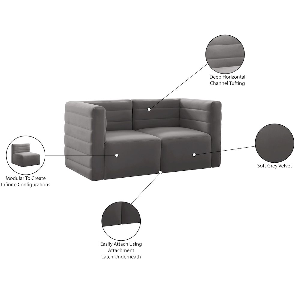 Quincy Grey Velvet Modular Sofa. Picture 14