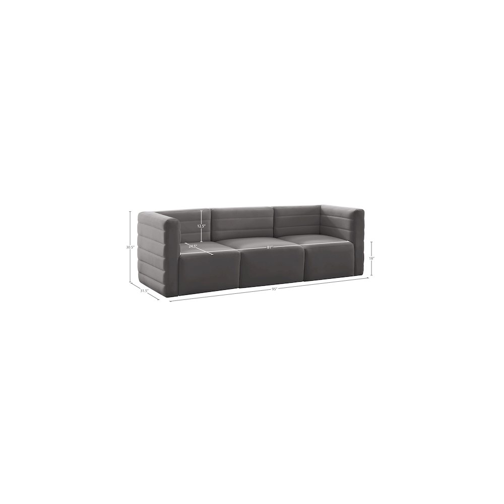Quincy Grey Velvet Modular Sofa. Picture 13