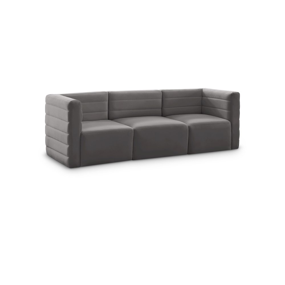 Quincy Grey Velvet Modular Sofa. Picture 1