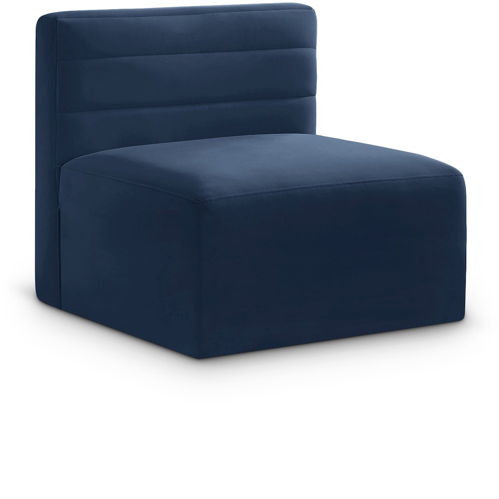 Quincy Navy Velvet Modular Armless Chair. Picture 1