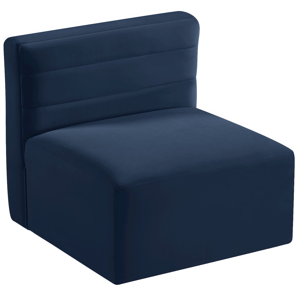 Quincy Navy Velvet Modular Armless Chair. Picture 3