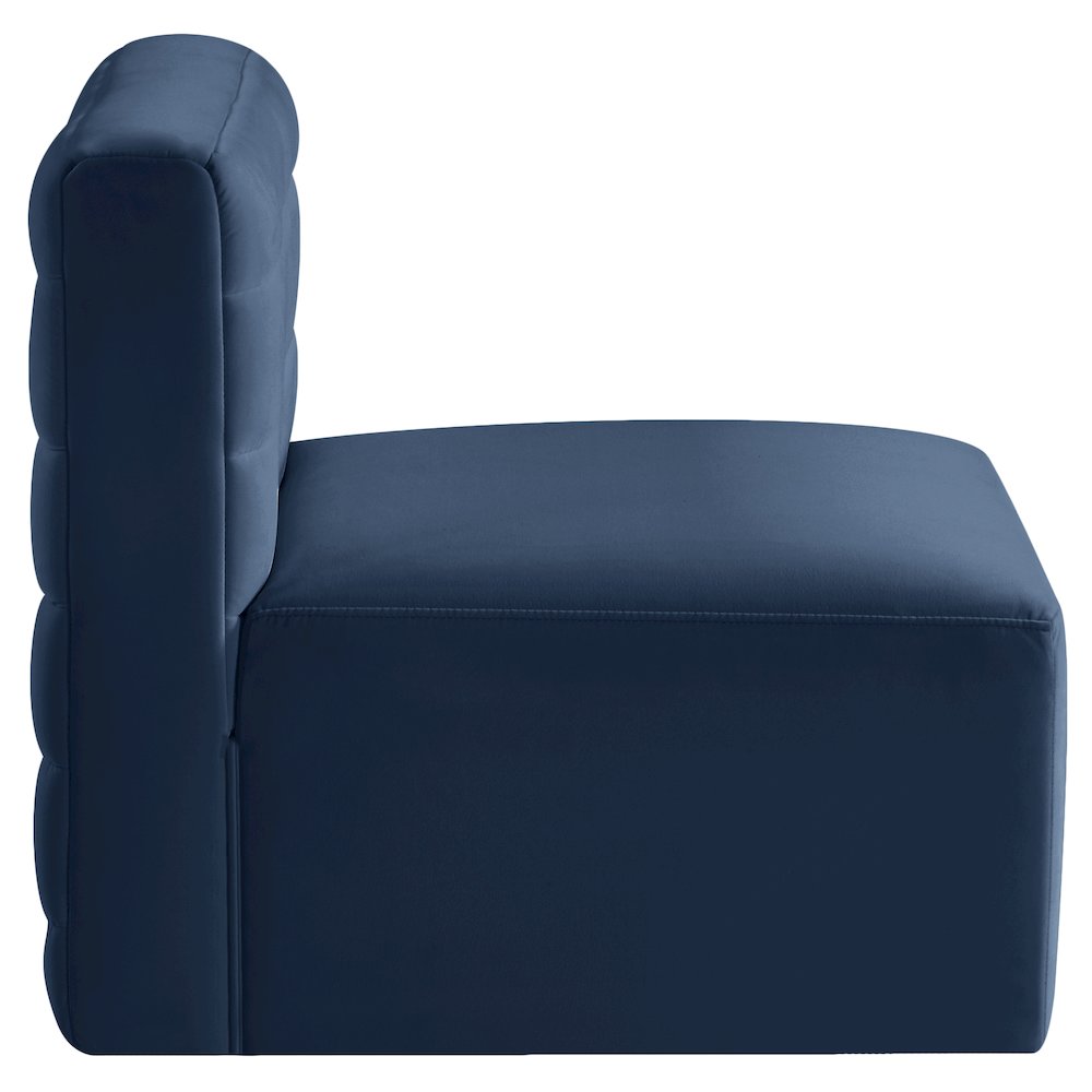 Quincy Navy Velvet Modular Armless Chair. Picture 5