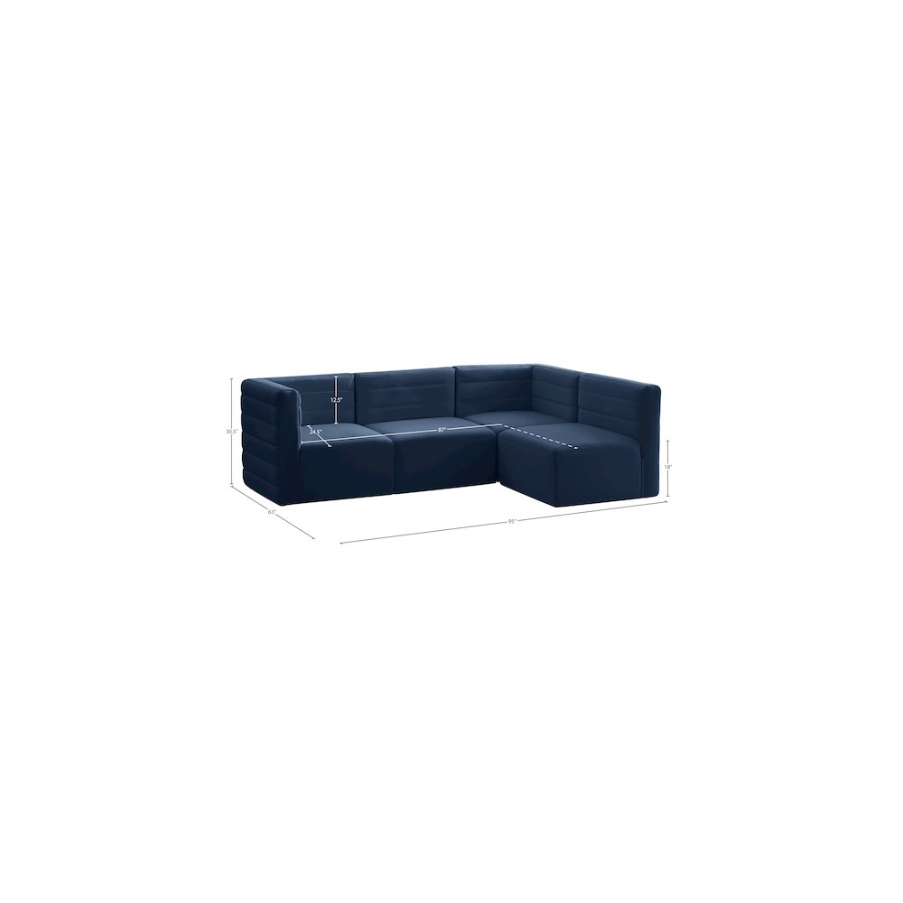 Quincy Navy Velvet Modular Sectional. Picture 13