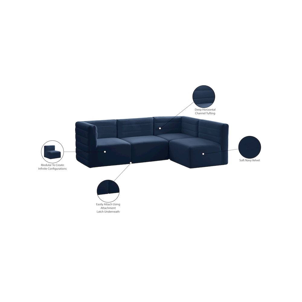 Quincy Navy Velvet Modular Sectional. Picture 14