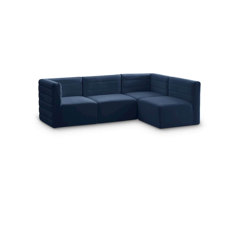 Quincy Navy Velvet Modular Sectional. Picture 1