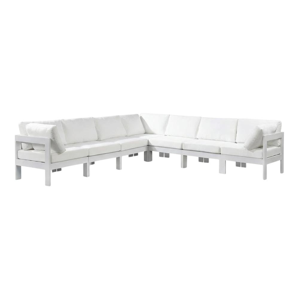 White Fabric Outdoor Patio Modular Sectional For Contemporary Style Relaxation. Picture 1