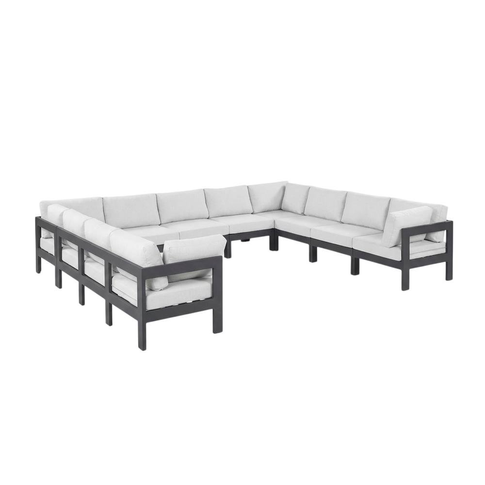 Water-Resistant Fabric Outdoor Patio Sectional in White with Contemporary Style. Picture 1