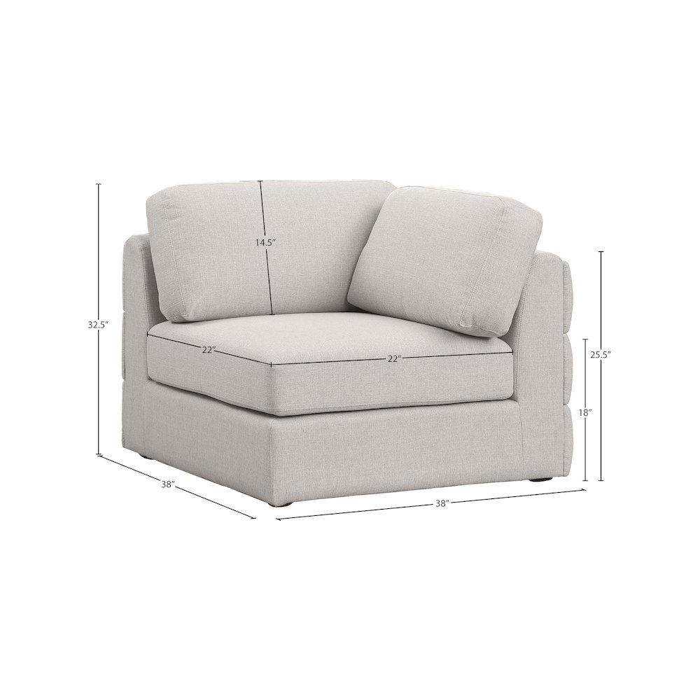 Beckham Beige Durable Linen Textured Fabric Corner. Picture 6