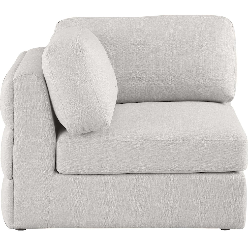 Beckham Beige Durable Linen Textured Fabric Corner. Picture 3