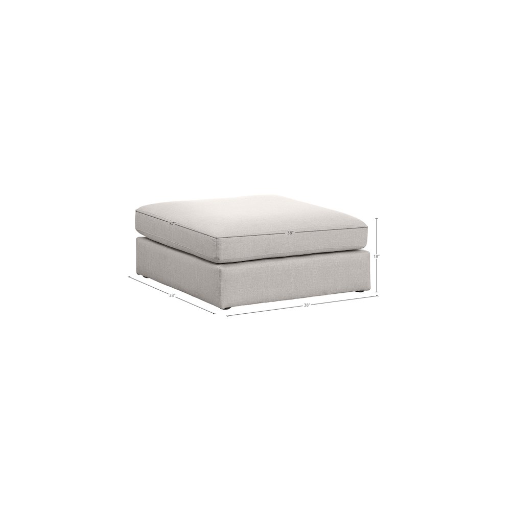 Beckham Beige Durable Linen Textured Fabric Ottoman. Picture 4