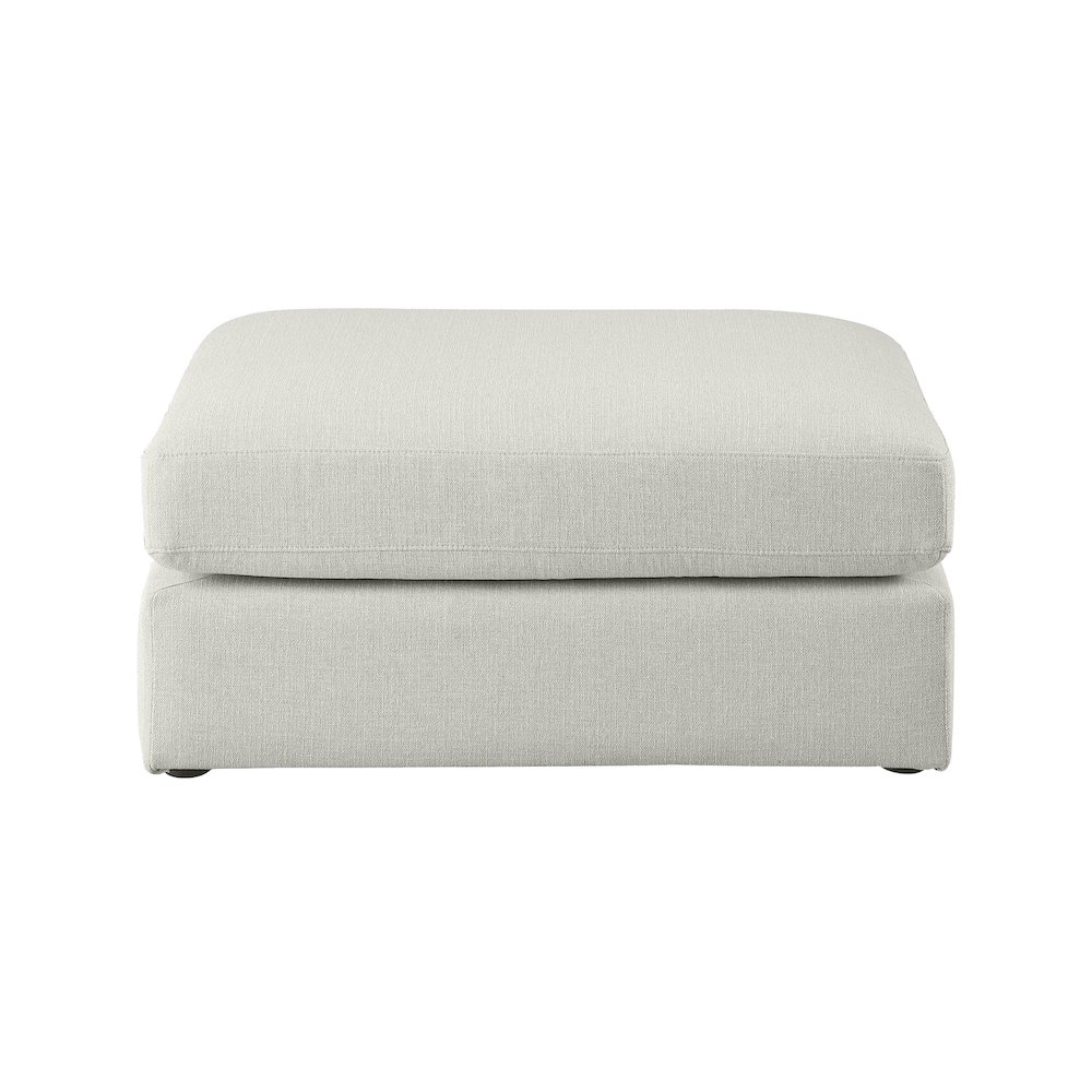 Beckham Beige Durable Linen Textured Fabric Ottoman. Picture 2