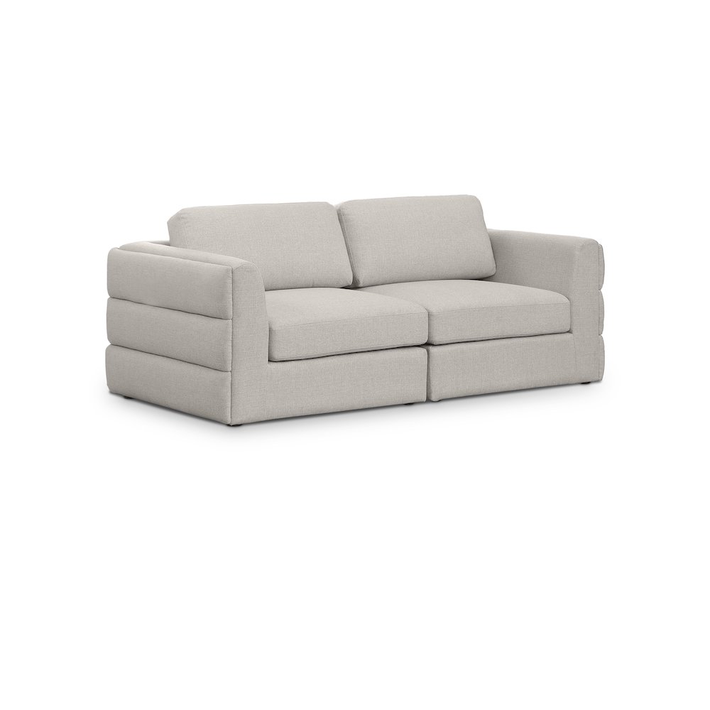 Beckham Beige Durable Linen Textured Fabric Modular Sofa. Picture 1