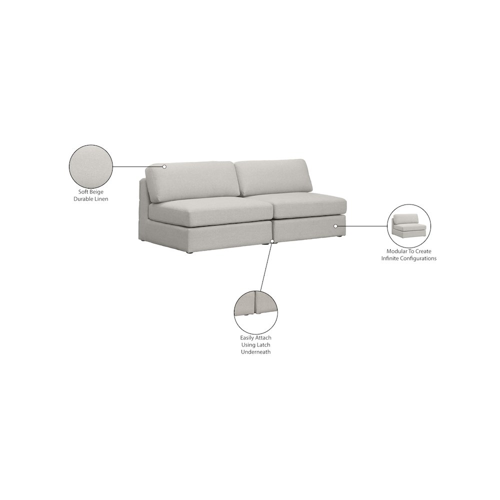 Beckham Beige Durable Linen Textured Fabric Modular Sofa. Picture 7