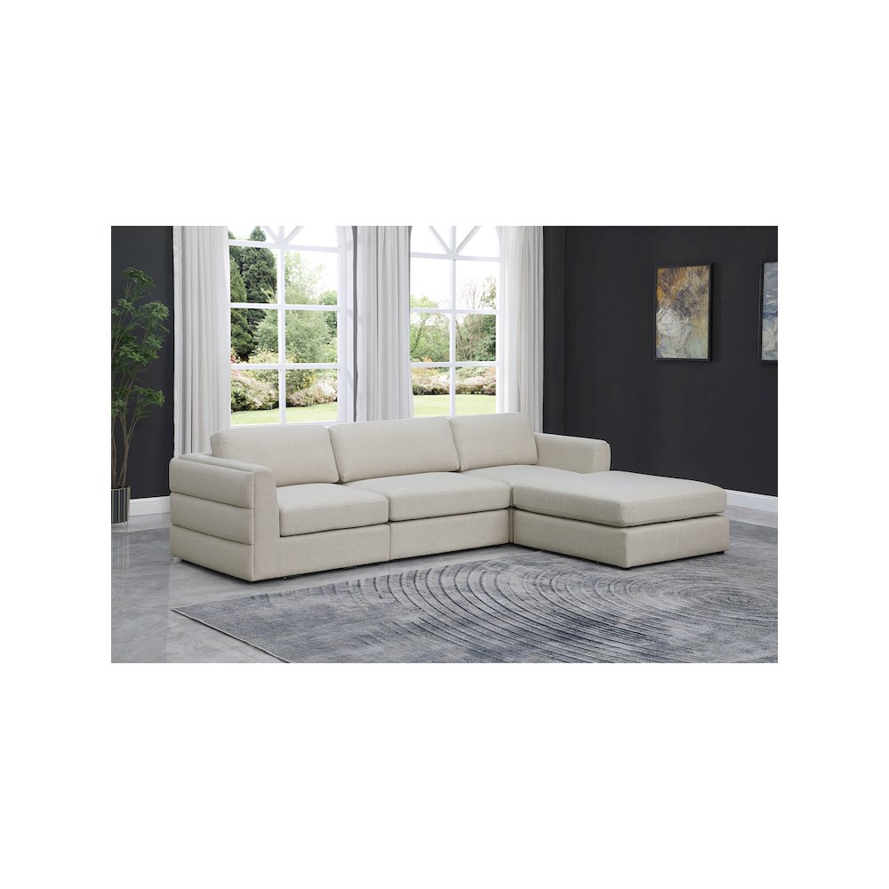 Beckham Beige Durable Linen Textured Fabric Modular Sectional. Picture 2