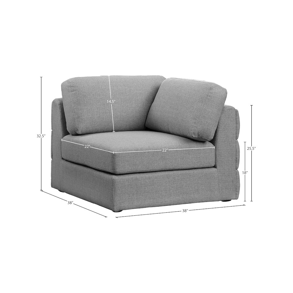 Beckham Grey Durable Linen Textured Fabric Corner. Picture 6