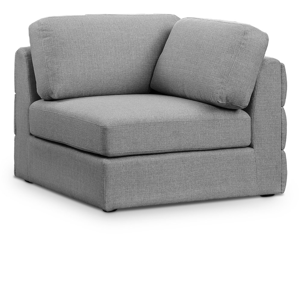 Beckham Grey Durable Linen Textured Fabric Corner. Picture 1
