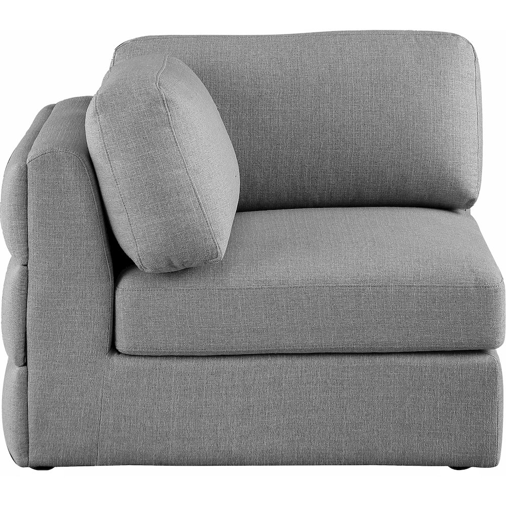 Beckham Grey Durable Linen Textured Fabric Corner. Picture 3
