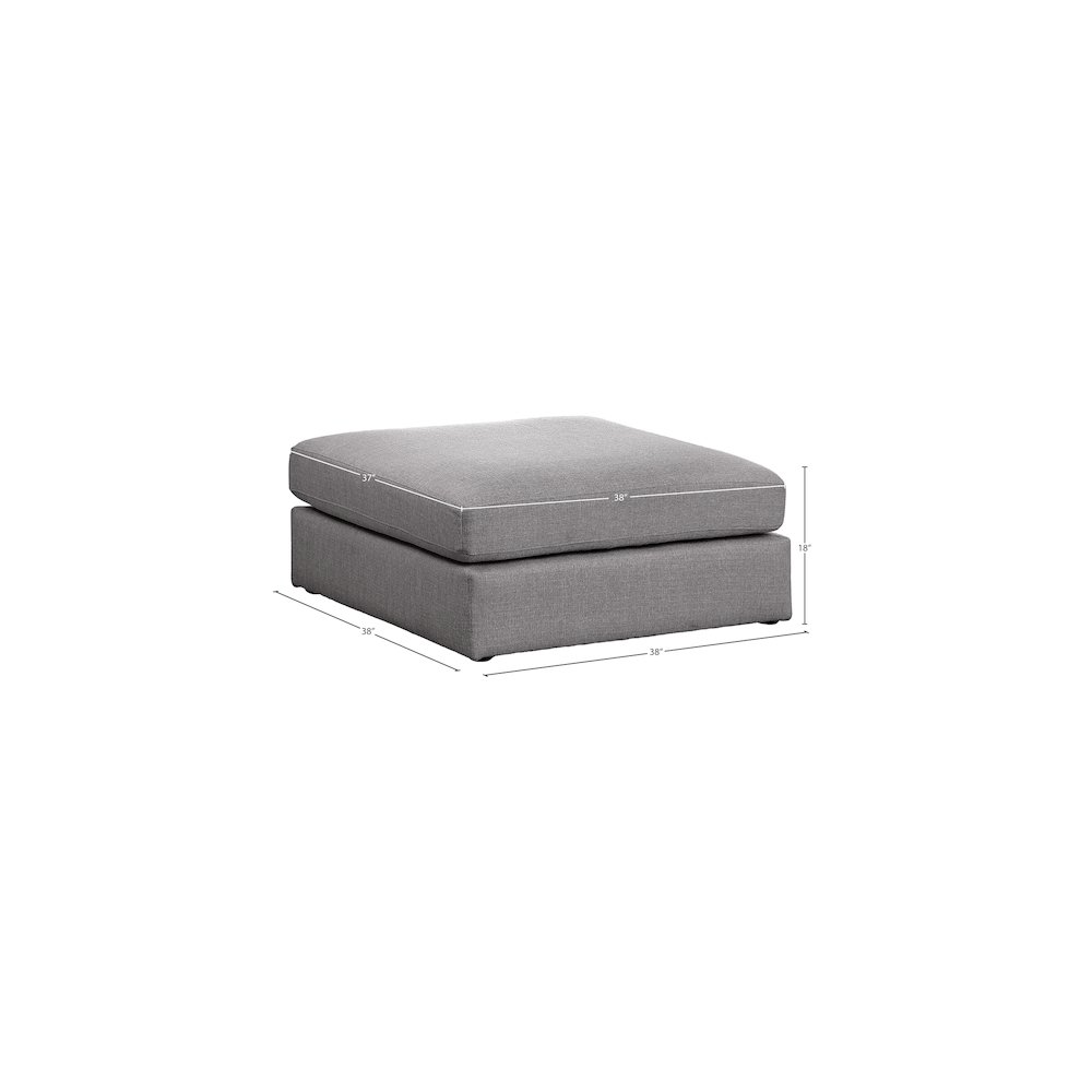 Beckham Grey Durable Linen Textured Fabric Ottoman. Picture 4