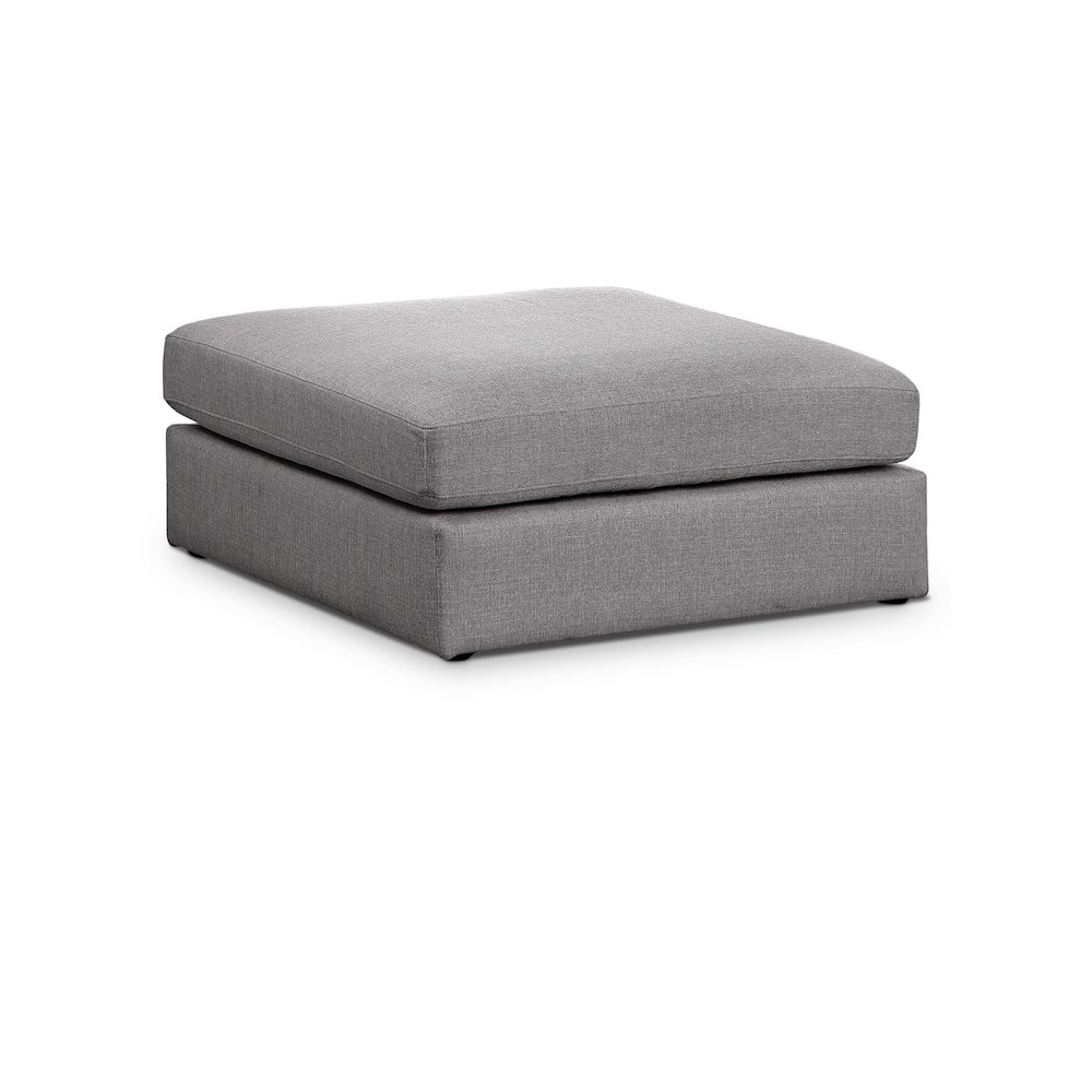 Beckham Grey Durable Linen Textured Fabric Ottoman. Picture 1