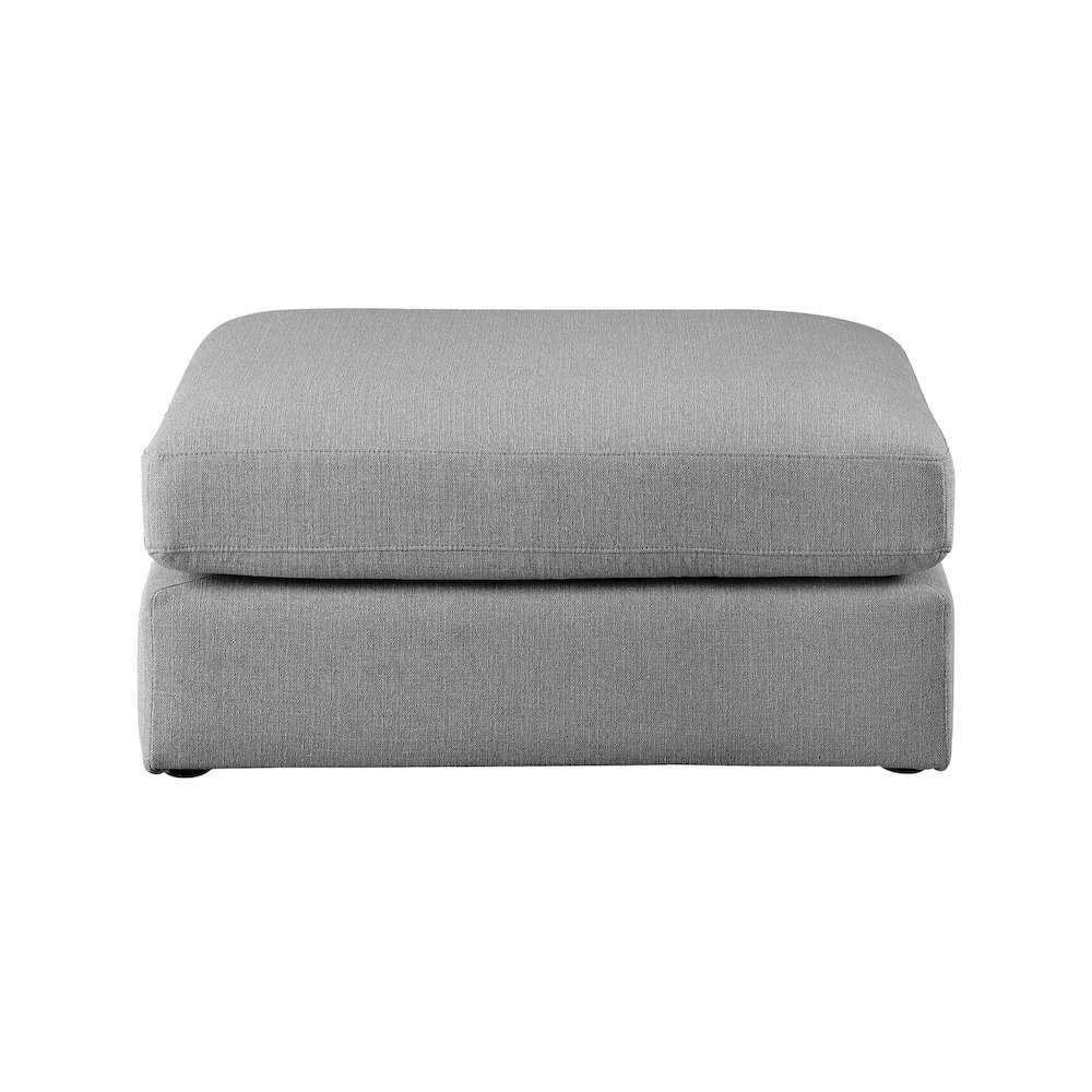 Beckham Grey Durable Linen Textured Fabric Ottoman. Picture 2