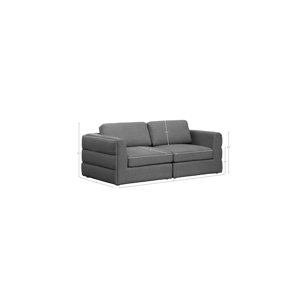 Beckham Grey Durable Linen Textured Fabric Modular Sofa. Picture 6