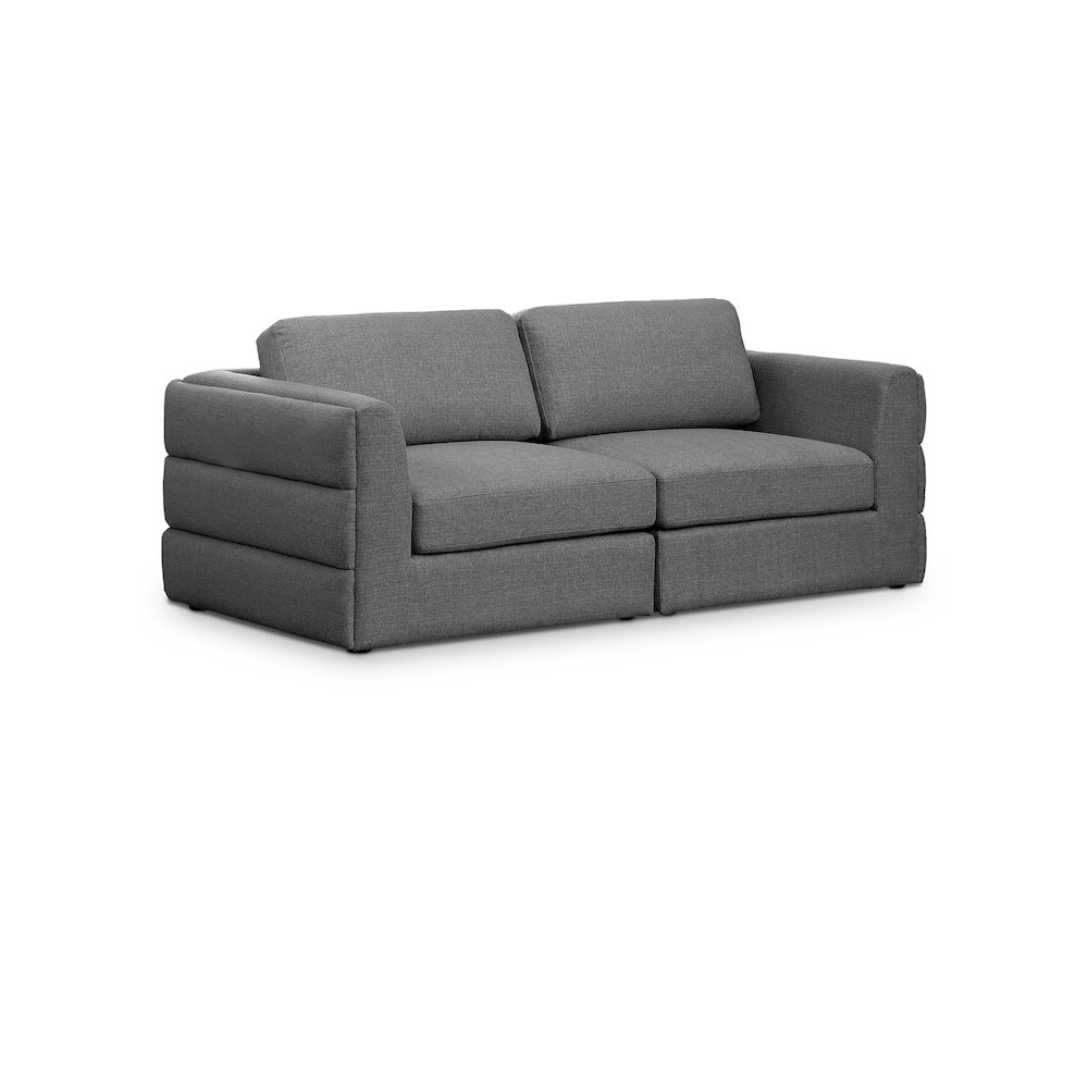 Beckham Grey Durable Linen Textured Fabric Modular Sofa. Picture 1