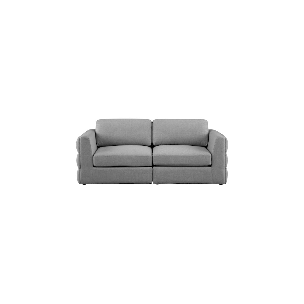 Beckham Grey Durable Linen Textured Fabric Modular Sofa. Picture 4