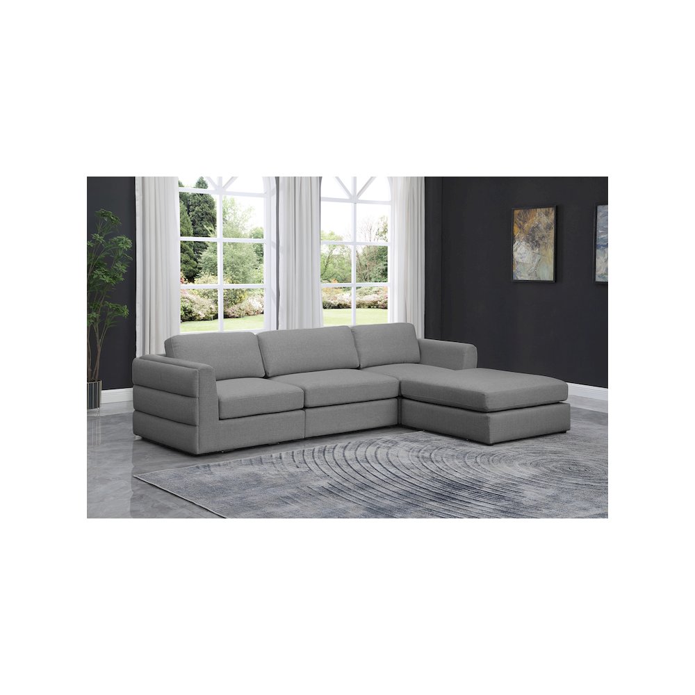 Beckham Grey Durable Linen Textured Fabric Modular Sectional. Picture 2