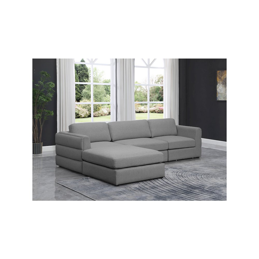 Beckham Grey Durable Linen Textured Fabric Modular Sectional. Picture 3