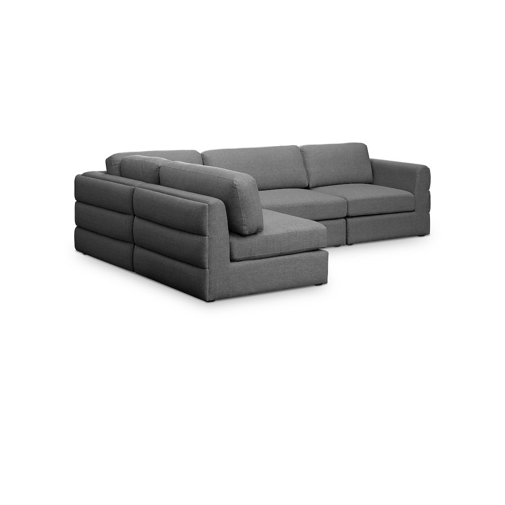 Beckham Grey Durable Linen Textured Fabric Modular Sectional. Picture 1