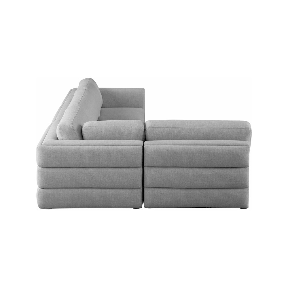 Beckham Grey Durable Linen Textured Fabric Modular Sectional. Picture 6