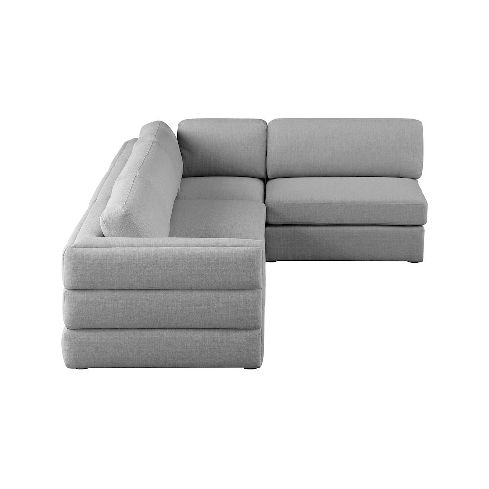 Beckham Grey Durable Linen Textured Fabric Modular Sectional. Picture 7
