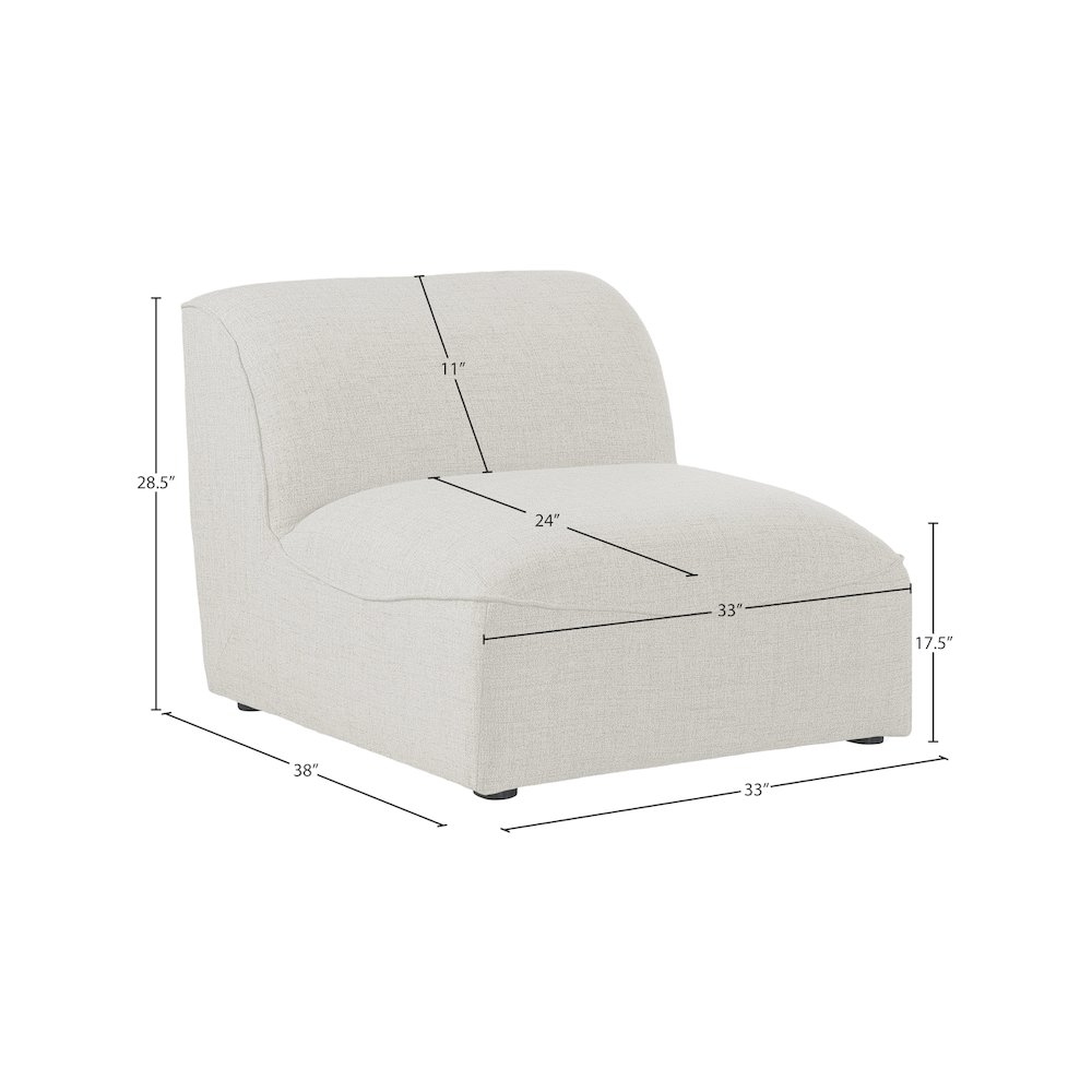 Miramar Cream Durable Linen Textured Armless. Picture 7