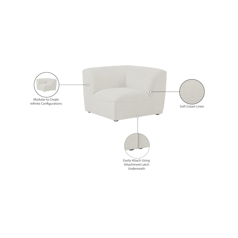 Miramar Cream Durable Linen Textured Corner. Picture 6