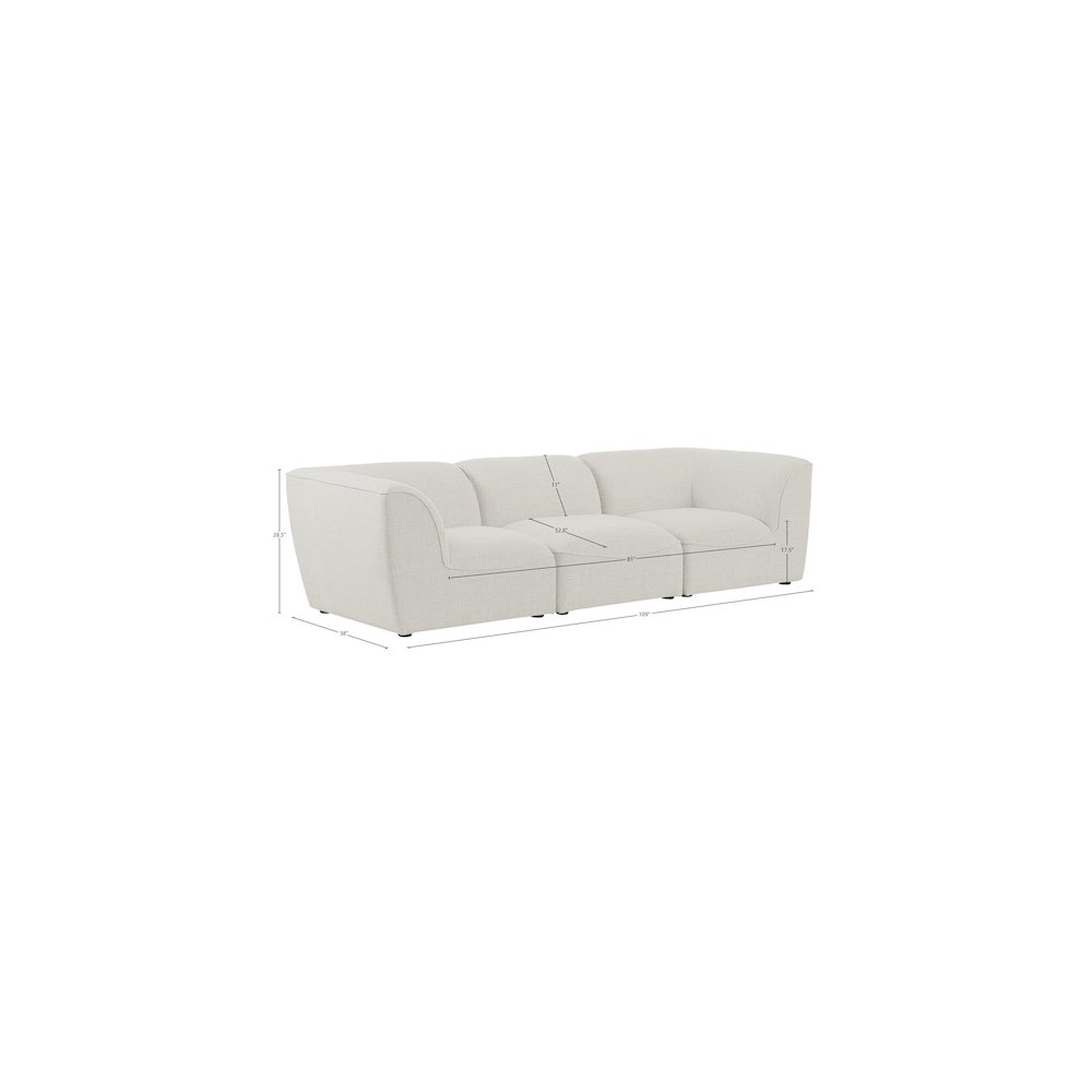 Miramar Cream Durable Linen Textured Modular Sofa. Picture 8