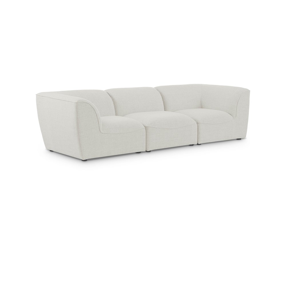 Miramar Cream Durable Linen Textured Modular Sofa. Picture 1