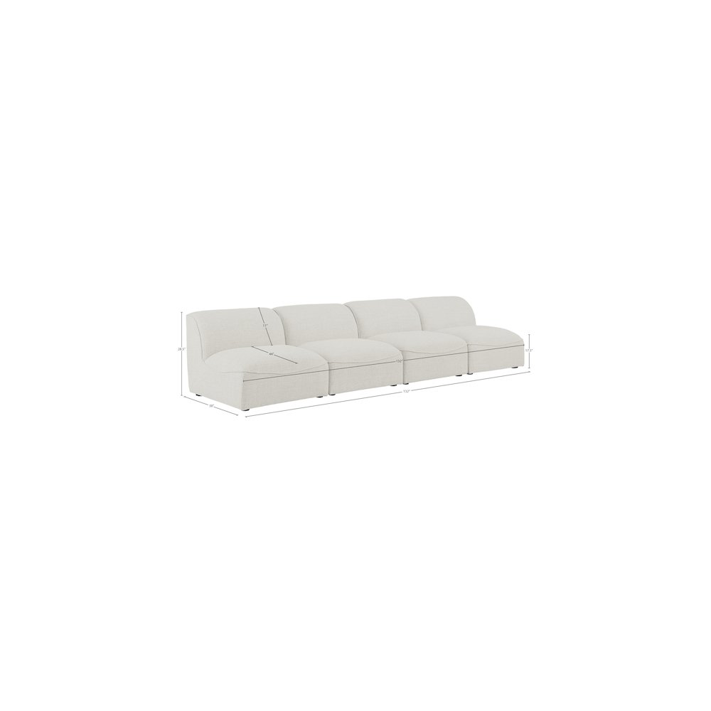 Miramar Cream Durable Linen Textured Modular Sofa. Picture 7