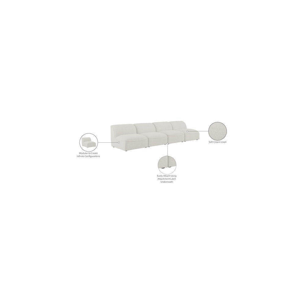 Miramar Cream Durable Linen Textured Modular Sofa. Picture 8