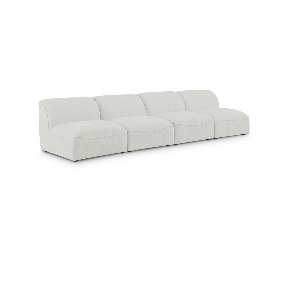 Miramar Cream Durable Linen Textured Modular Sofa. Picture 1